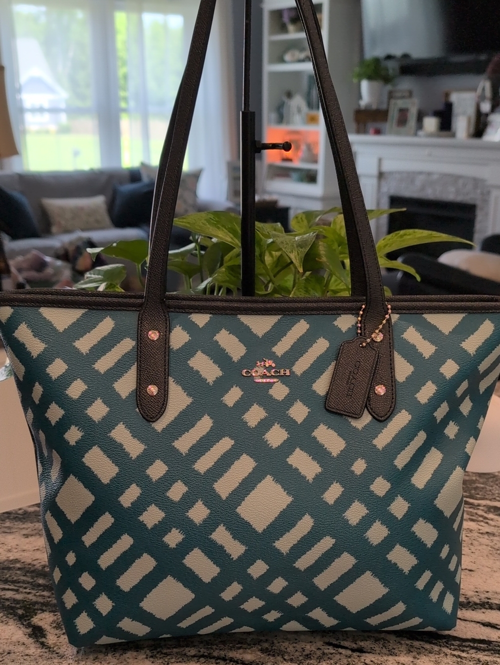 Coach City Zip Tote Bag In Wild Plaid